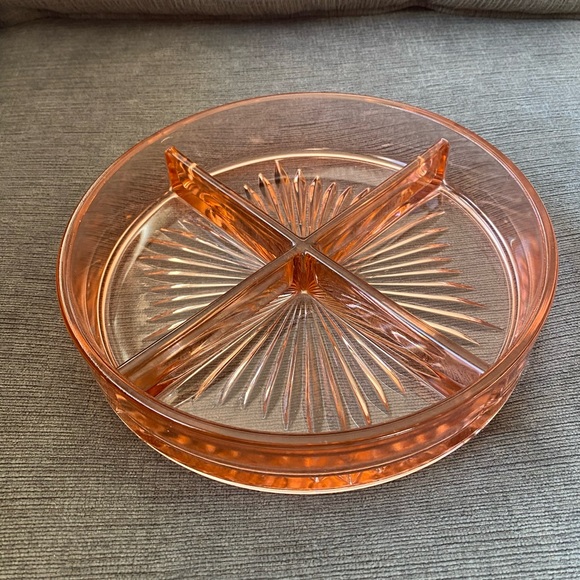 Vintage Accents Vintage Pink Depression Glass Divided Candy Nut